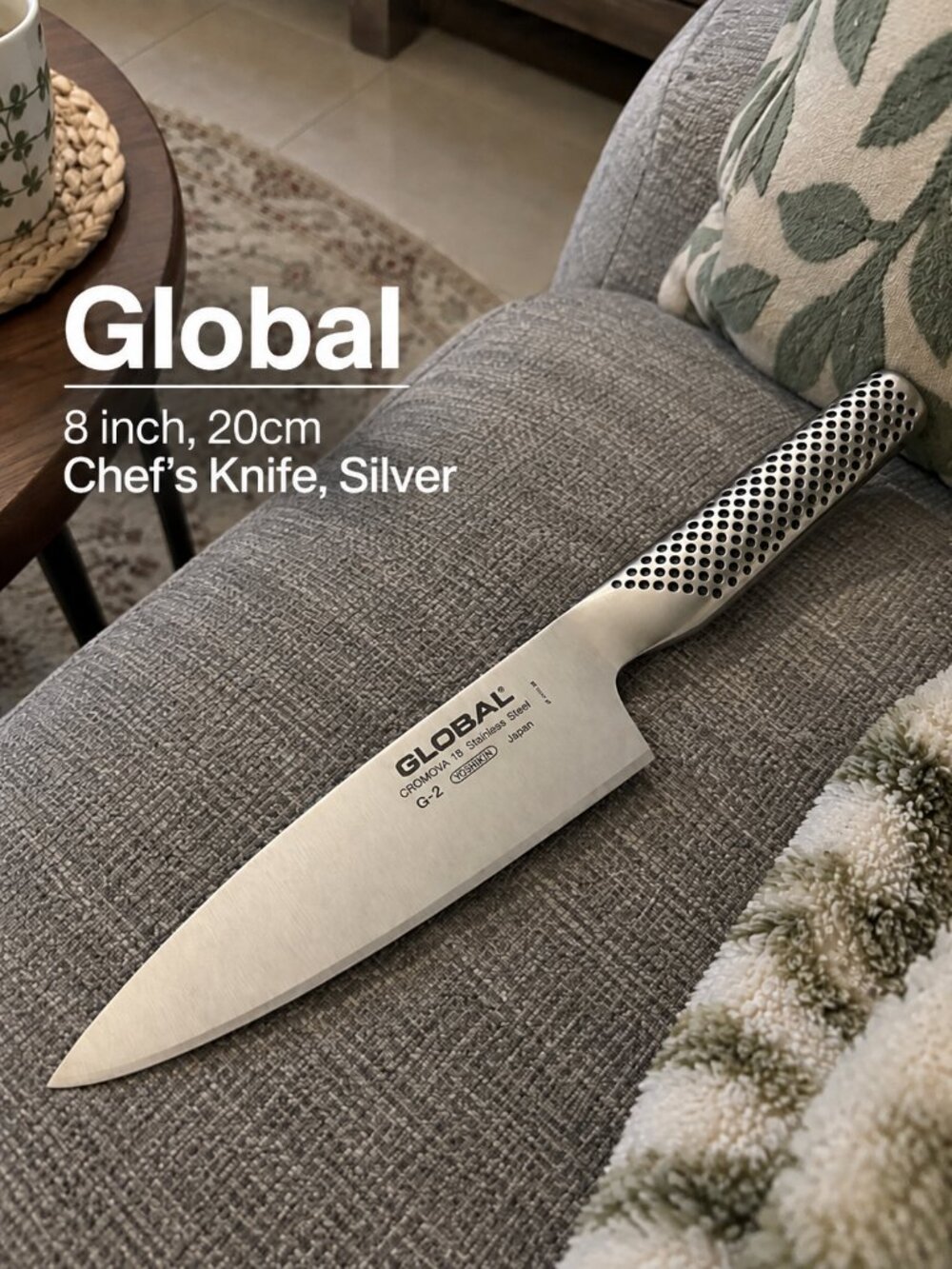 Global G-2 8" Stainless Steel Chef’s Knife – Professional Kitchen Cooking Knife